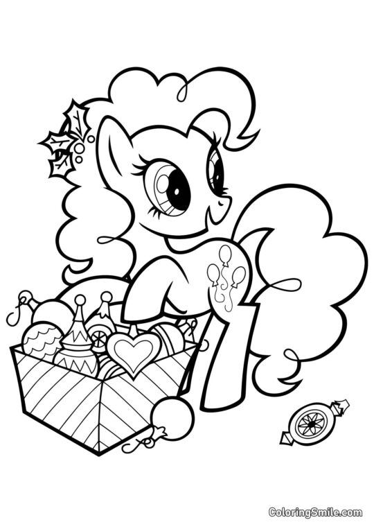 Pinkie Pie et Décorations de Noël - Page de Coloriage