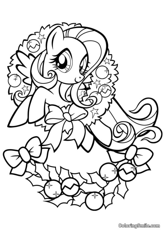 Fluttershy avec une Couronne de Noël - Page de Coloriage