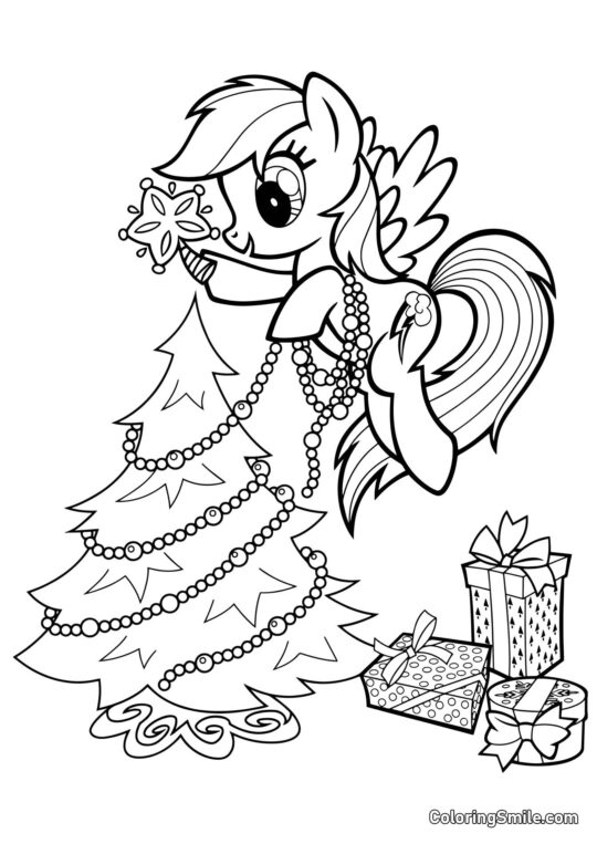 Rainbow Dash et Sapin de Noël - Page de Coloriage