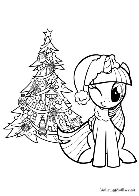 Twilight Sparkle et Sapin de Noël - Page de Coloriage