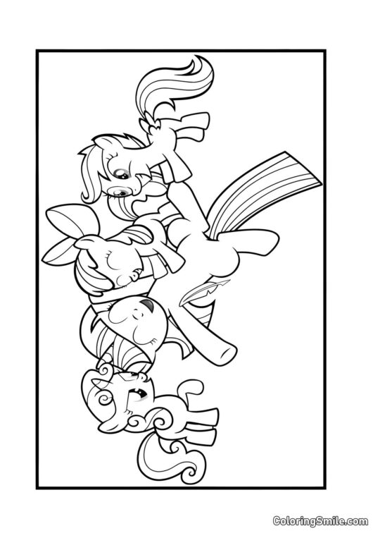 Poneys Heureux - Page de Coloriage