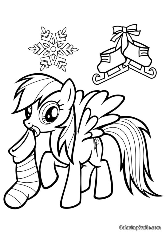 Rainbow Dash avec un Bas de Noël - Page de Coloriage
