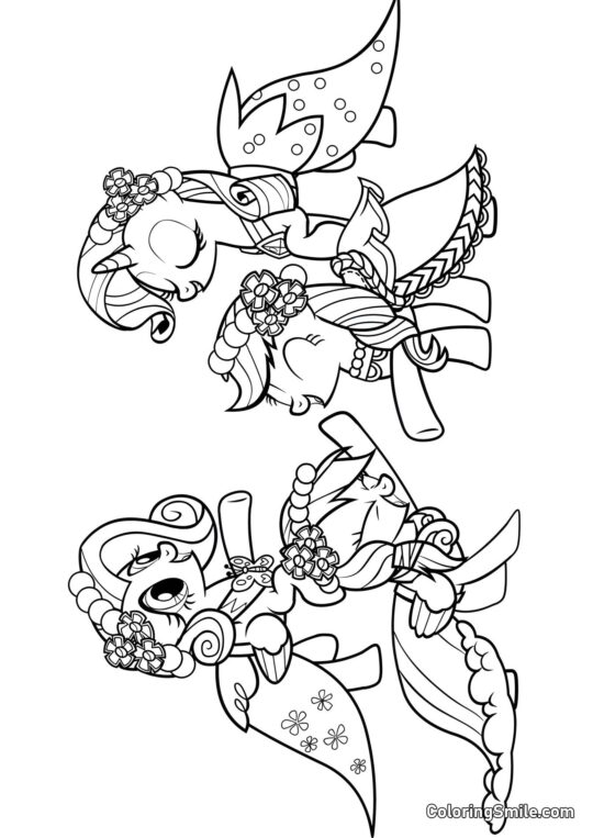 Fluttershy, Rarity, Rainbow Dash et Applejack - Page de Coloriage
