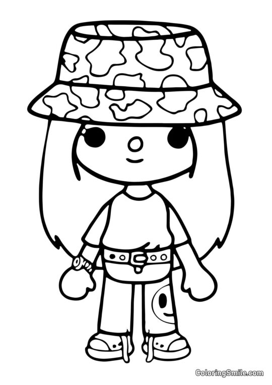 Fille Toca Boca avec un beau chapeau - Page de Coloriage