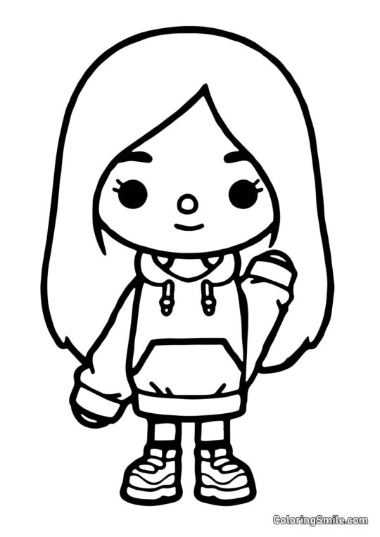 Fille Toca Boca en hoodie - Page de Coloriage