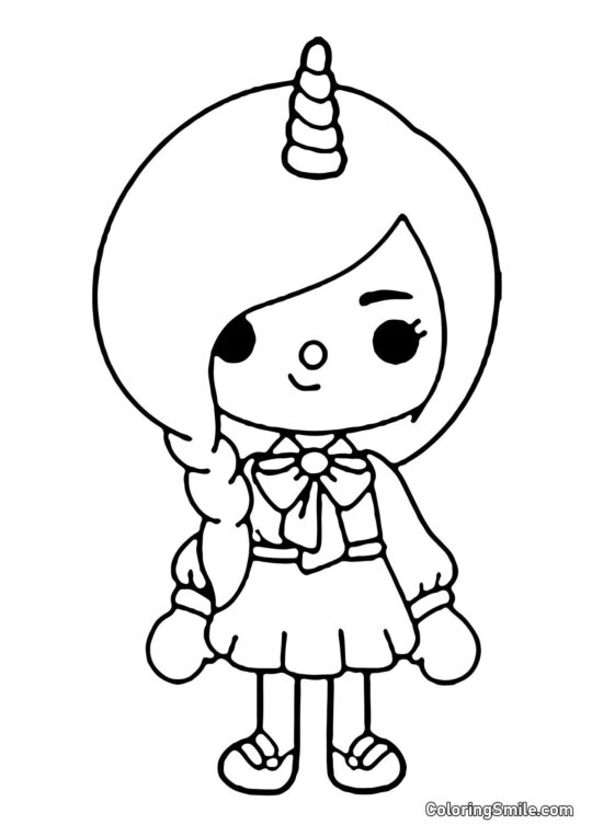 Fille licorne Toca Boca - Page de Coloriage