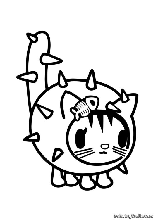 Chat Toca Boca en costume de cactus - Page de Coloriage