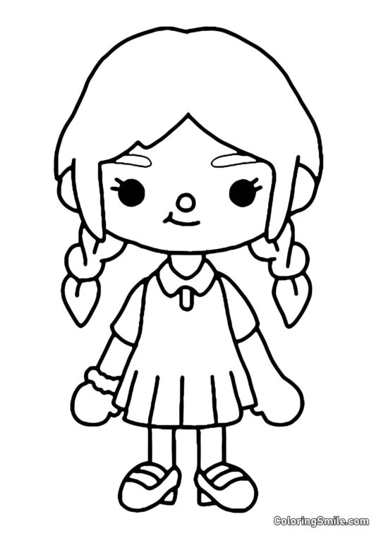 Fille Toca Boca avec des tresses - Page de Coloriage
