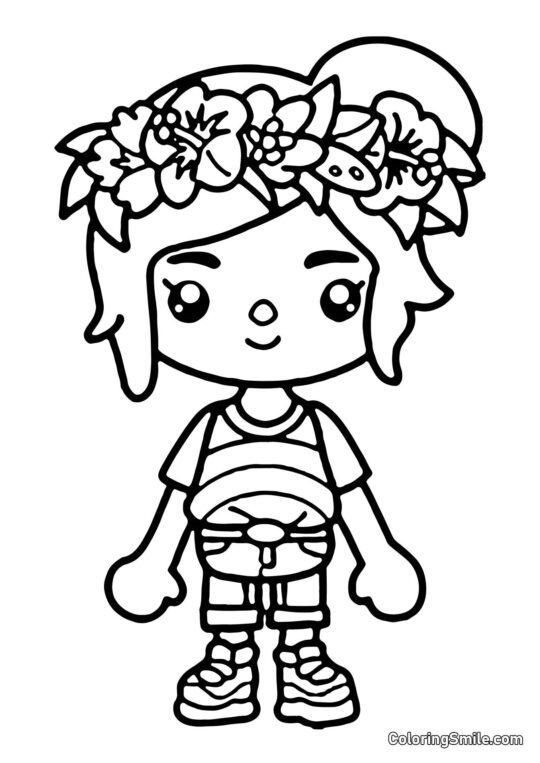 Fille colorée Toca Boca - Page de Coloriage