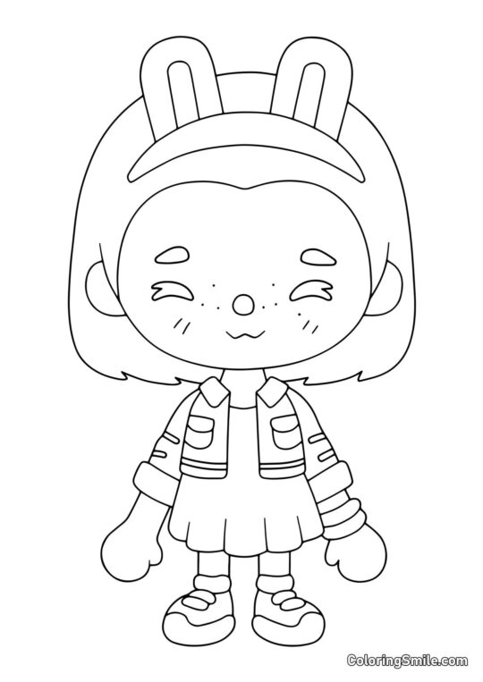 Fille Toca Boca avec des oreilles de lapin - Page de Coloriage