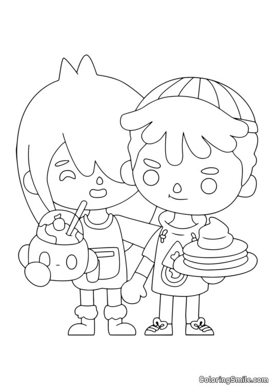 Garçon et fille Toca Boca - Page de Coloriage