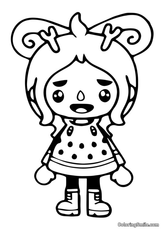 Fille Toca Boca avec des cornes - Page de Coloriage