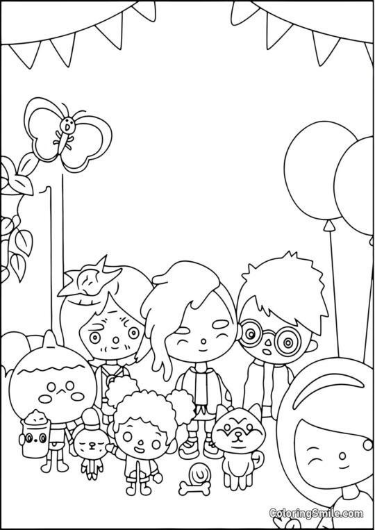 Anniversaire Toca Boca - Page de Coloriage