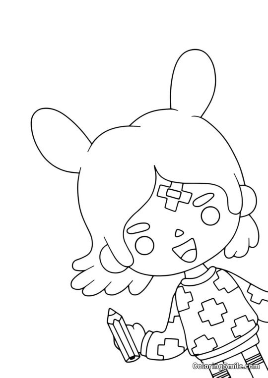 Rita Toca Boca avec un crayon - Page de Coloriage