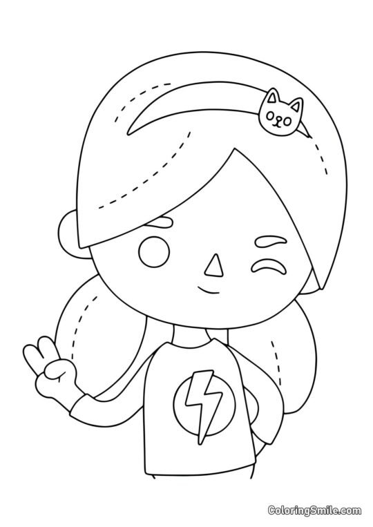 Fille Toca Boca avec des éclairs - Page de Coloriage