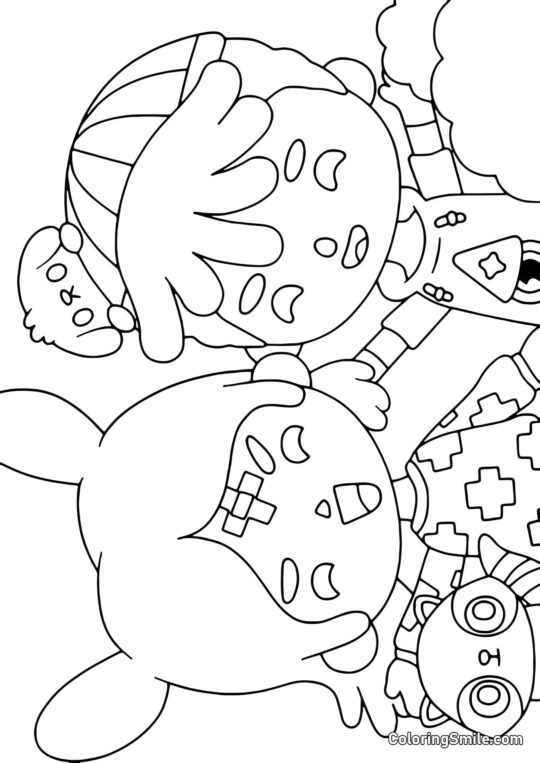 Garçon et fille Toca Boca riant - Page de Coloriage