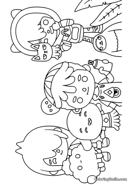 Héros Toca Boca avec des crumpets - Page de Coloriage