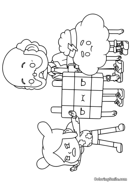 Fille Toca Boca, grand-père, et crumpets - Page de Coloriage