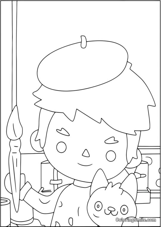 Garçon artiste Toca Boca - Page de Coloriage