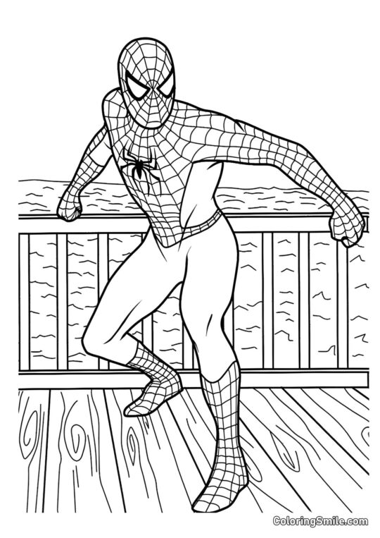Spider-Man sur le rivage - Page de Coloriage