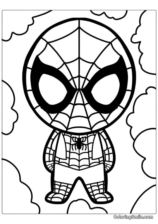 Simple dessin animé Spider-Man - Page de Coloriage