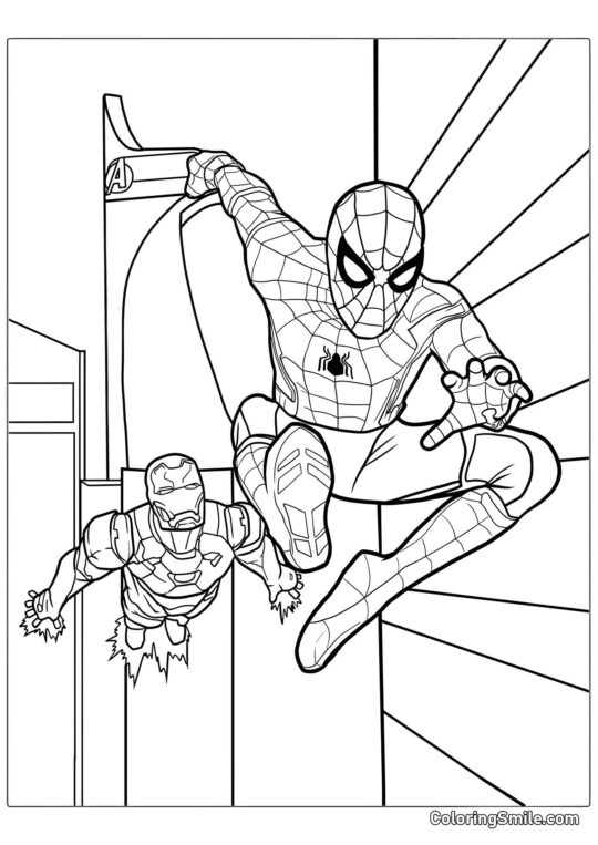 Spider-Man et Iron Man - Page de Coloriage