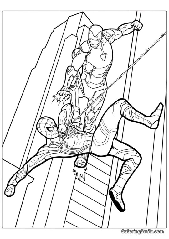 Spider-Man contre Iron Man - Page de Coloriage