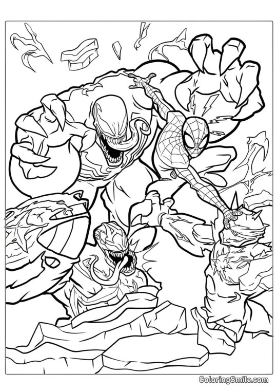 Spider-Man et Venom - Page de Coloriage