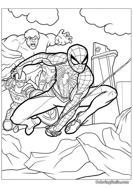 Spider-Man avec les Avengers - Page de Coloriage