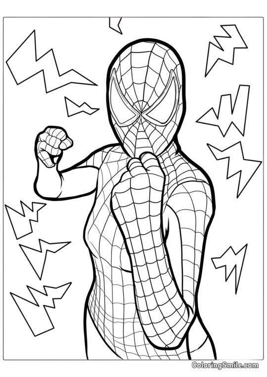 Spider-Man en costume de toile - Page de Coloriage