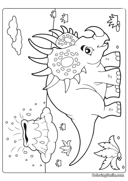 Styracosaurus de dessin animé - Page de Coloriage