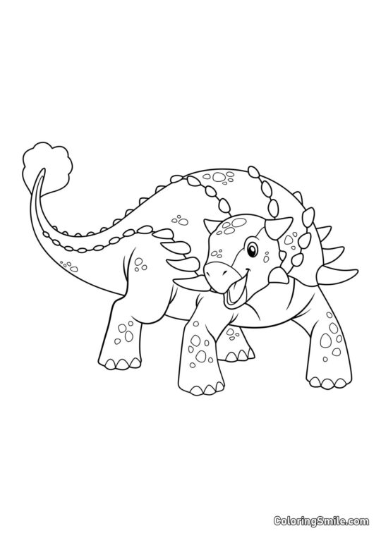 Dinosaure Ankylosaurus mignon de dessin animé - Page de Coloriage