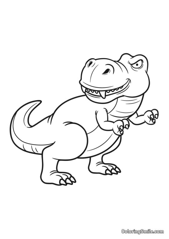 Dinosaure T-Rex de dessin animé - Page de Coloriage