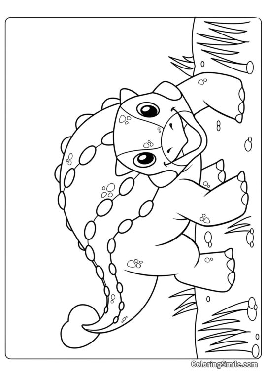Ankylosaurus de dessin animé - Page de Coloriage