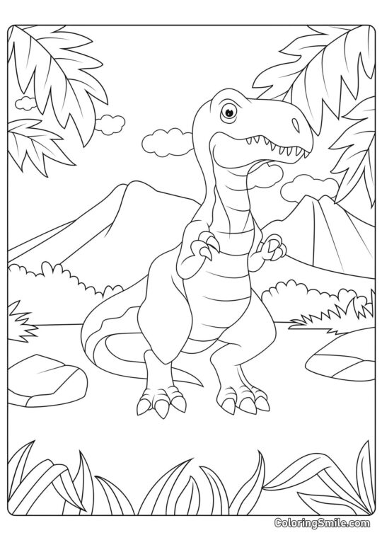 Tyrannosaurus de dessin animé - Page de Coloriage