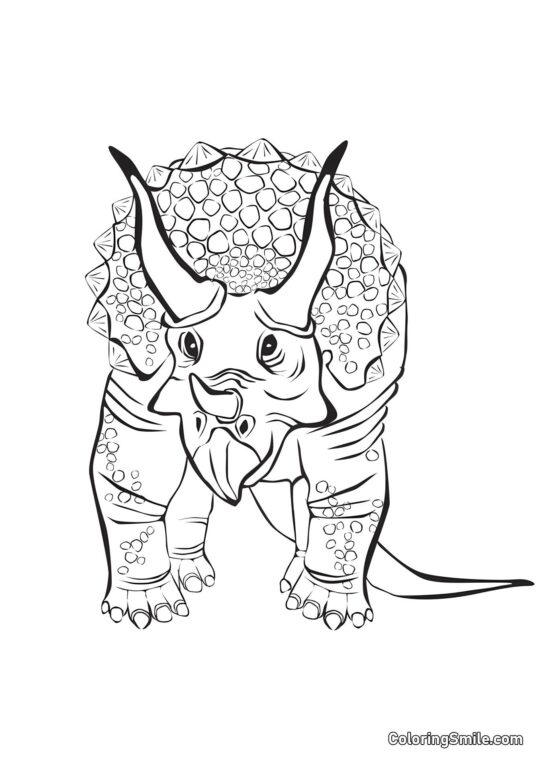 Tricératops de la famille des Cératopsidés - Page de Coloriage