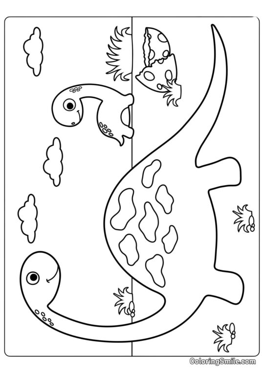 Maman dinosaure et bébé - Page de Coloriage