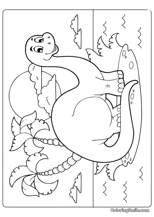Joli dinosaure pour tout-petits - Page de Coloriage