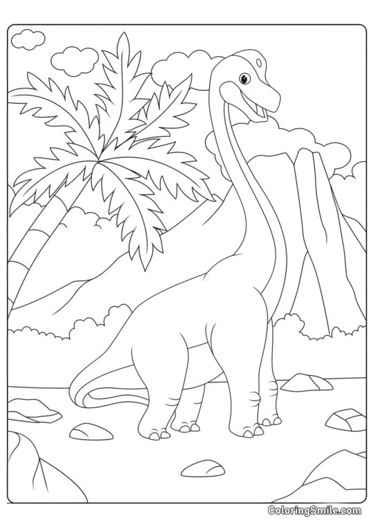 Brachiosaurus de dessin animé - Page de Coloriage
