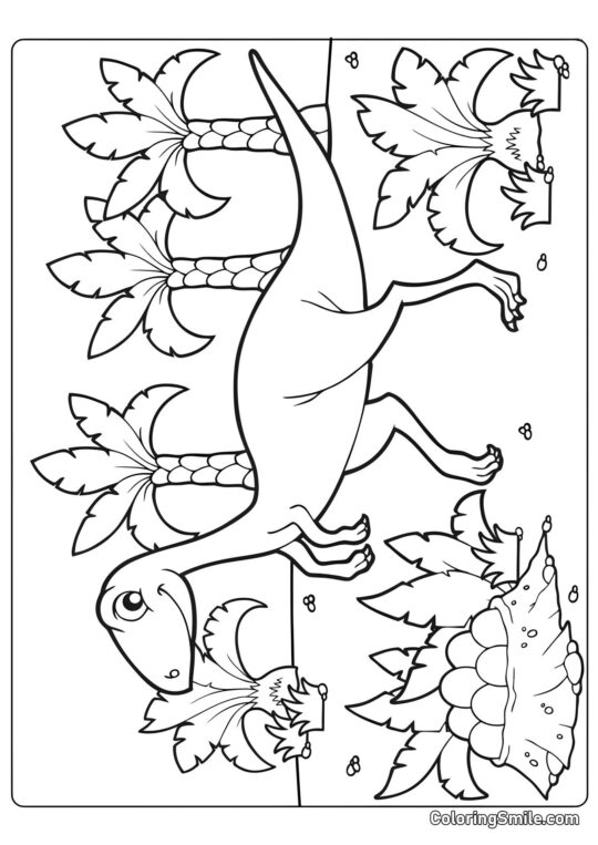 Nid avec des œufs de dinosaure de dessin animé - Page de Coloriage