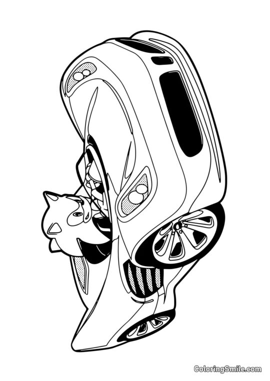 Sonic dans la voiture Sonic dans la voiture - Page de Coloriage