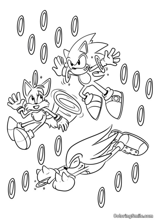 Sonic et Anneaux d’Or Sonic et Anneaux d’Or - Page de Coloriage