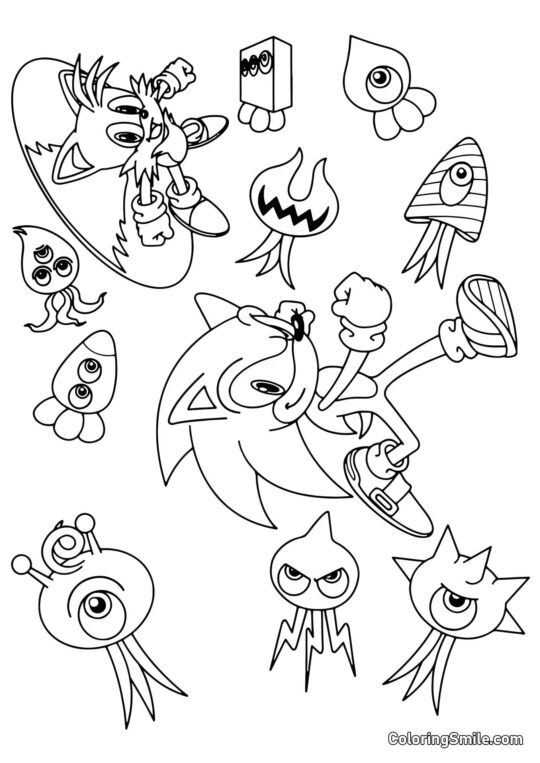 Sonic et Aliens Sonic et Aliens - Page de Coloriage