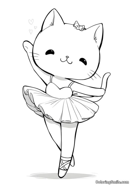 Chaton Ballerine - Page de Coloriage