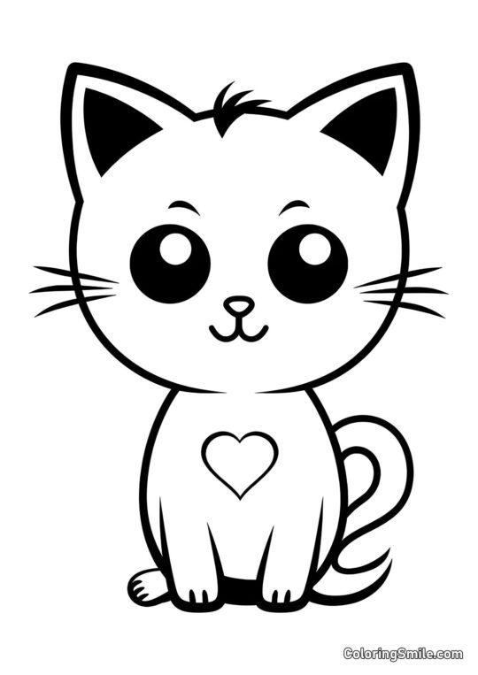Chaton Simple pour Enfants - Page de Coloriage