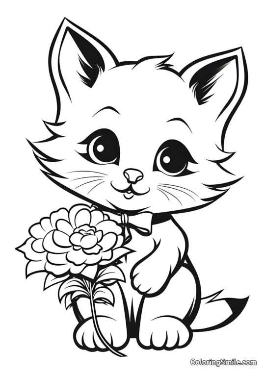 Carte Postale de Chaton - Page de Coloriage