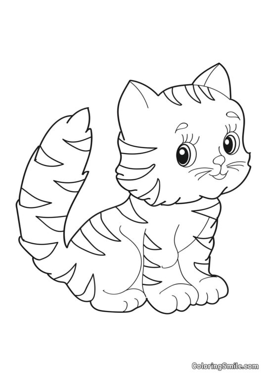 Chaton Rayé - Page de Coloriage