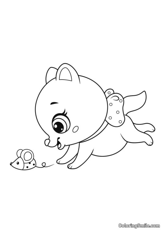 Chaton et Souris - Page de Coloriage