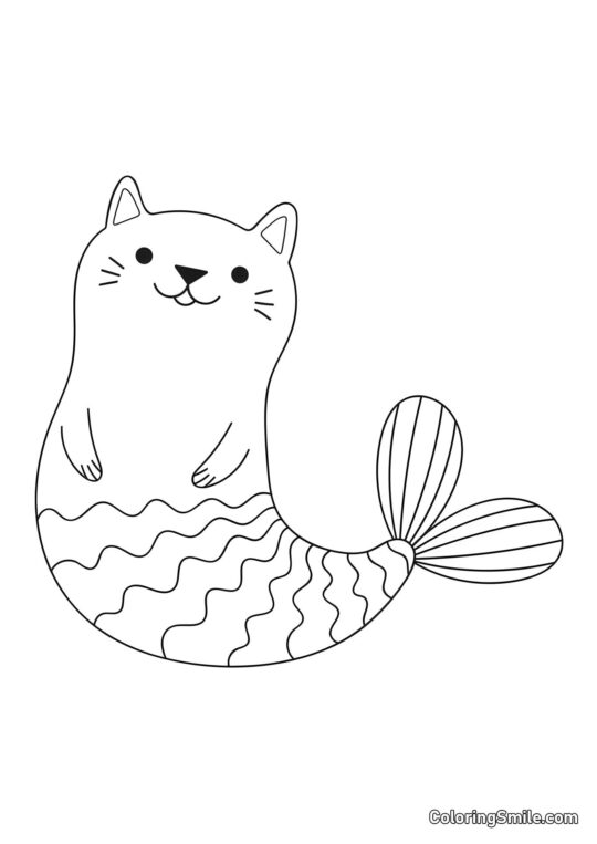 Chat Sirène - Page de Coloriage