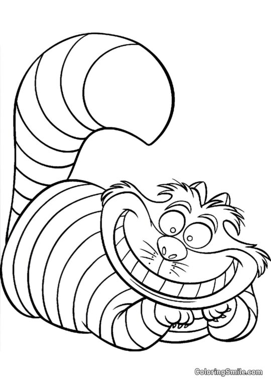 Chat de Cheshire Rayé - Page de Coloriage